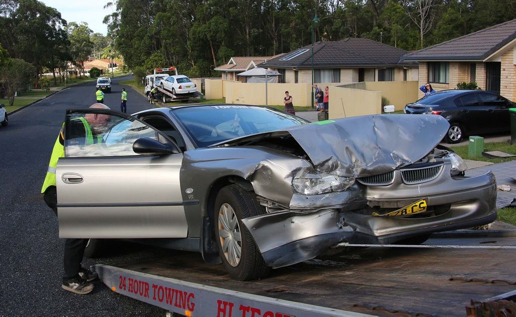 Scene of a crash on Lady Belmore Drive Toormina on Sunday afternoon. Photo Frank Redward Scene of a crash on Lady Belmore Drive Toormina on Sunday afternoon. Photo Frank Redward